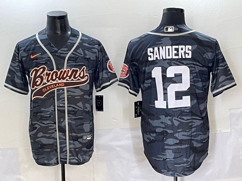 Men 2025 Cleveland Browns #12 Sanders Camo Joint Name Nike Limited NFL Jersey style 1